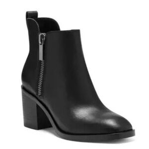 Lucky Brand Black walba Ankle Boots with Chunky Heel and Side Zipper